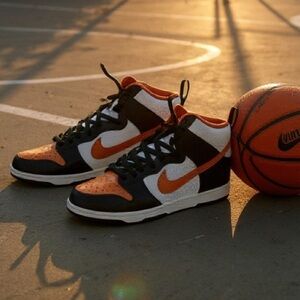 Nike By You "James" Dunk High Orange/Black Mens 8.5 Basketball Shoes IOB